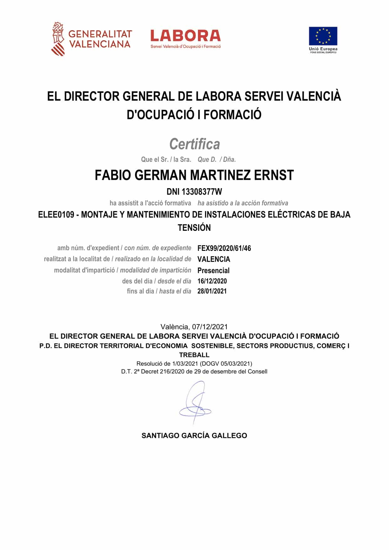 Certificado ELEE0109