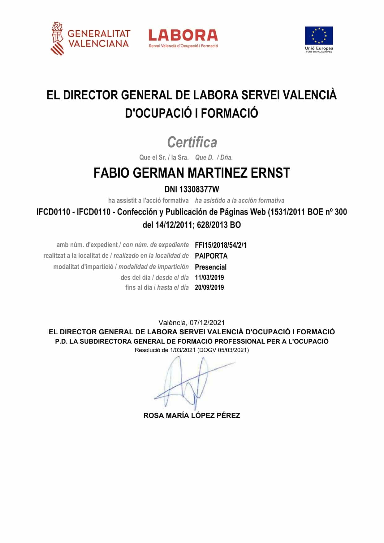 Certificado IFCD0110