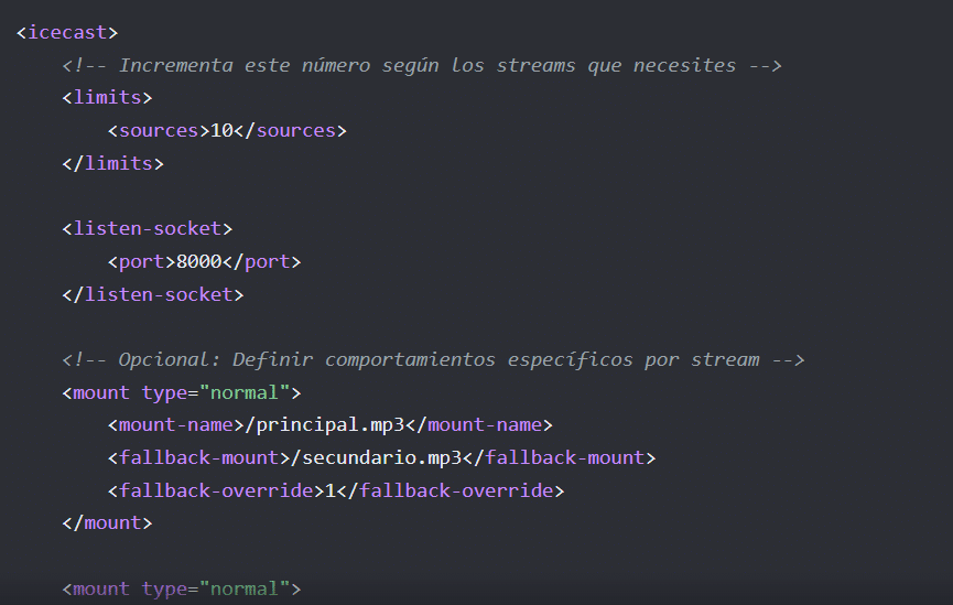 Streams secundarios en icecast, todo en el mismo servidor
